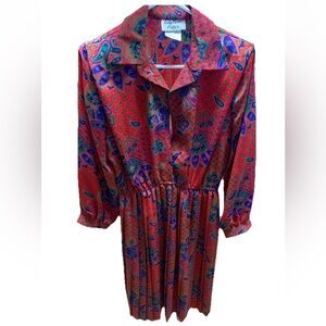 Vintage Lady Carol of New York Petites 80’s Paisley Dress Women’s size 10